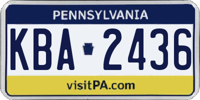 PA license plate KBA2436