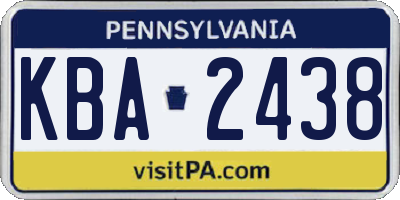 PA license plate KBA2438