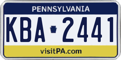 PA license plate KBA2441