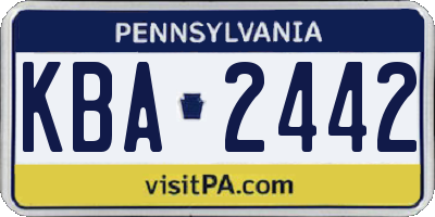 PA license plate KBA2442