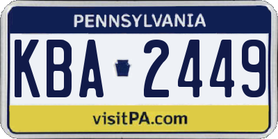 PA license plate KBA2449