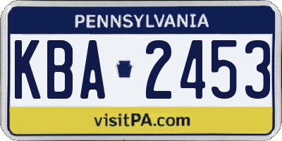 PA license plate KBA2453