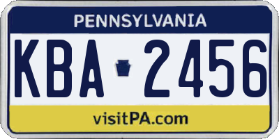 PA license plate KBA2456