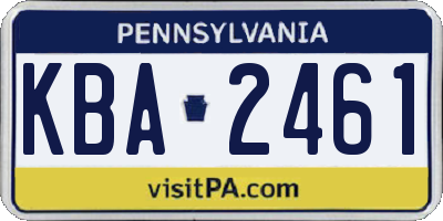 PA license plate KBA2461