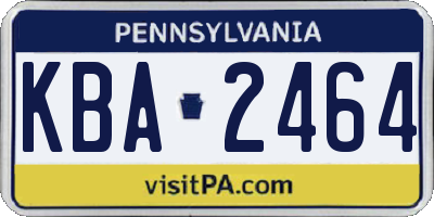 PA license plate KBA2464