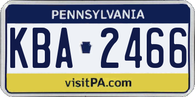 PA license plate KBA2466