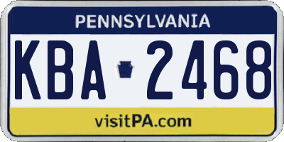 PA license plate KBA2468