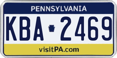 PA license plate KBA2469
