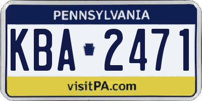 PA license plate KBA2471