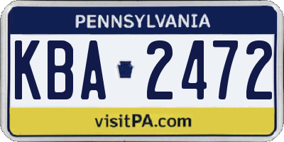 PA license plate KBA2472