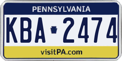 PA license plate KBA2474