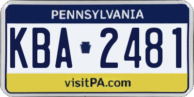 PA license plate KBA2481