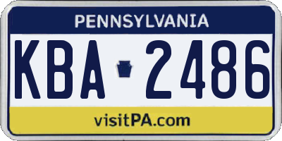 PA license plate KBA2486