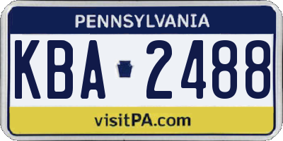 PA license plate KBA2488