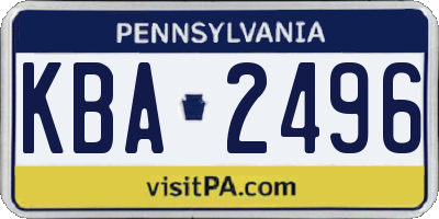 PA license plate KBA2496
