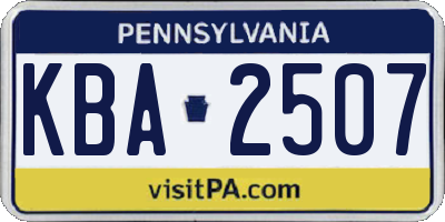 PA license plate KBA2507