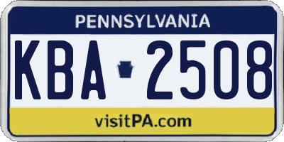 PA license plate KBA2508