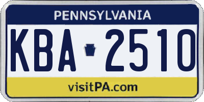 PA license plate KBA2510