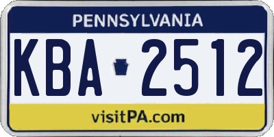 PA license plate KBA2512