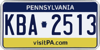PA license plate KBA2513