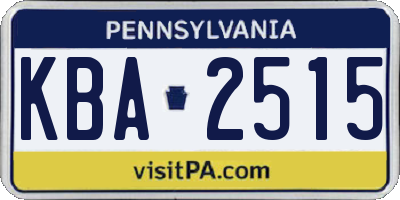 PA license plate KBA2515