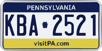 PA license plate KBA2521