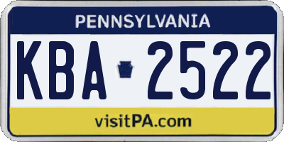 PA license plate KBA2522