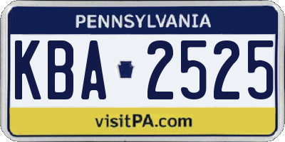 PA license plate KBA2525