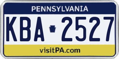 PA license plate KBA2527