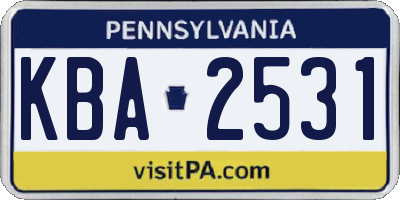 PA license plate KBA2531