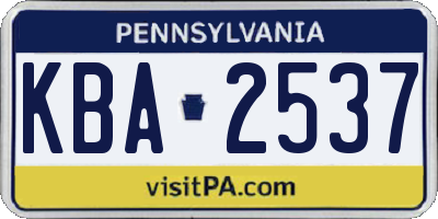 PA license plate KBA2537