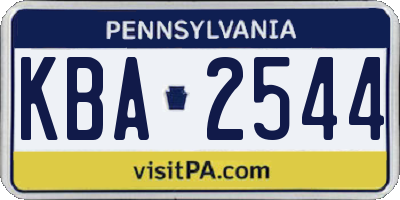 PA license plate KBA2544