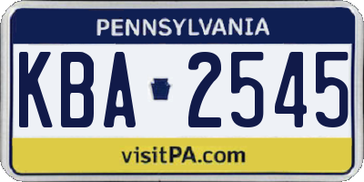 PA license plate KBA2545
