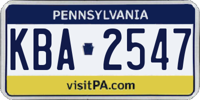 PA license plate KBA2547
