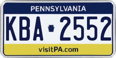 PA license plate KBA2552