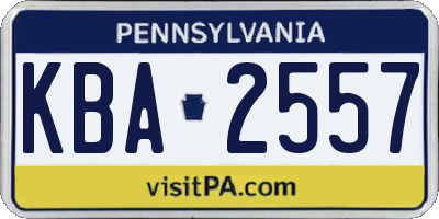 PA license plate KBA2557