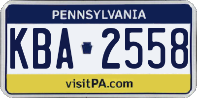 PA license plate KBA2558
