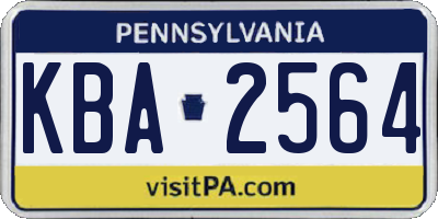 PA license plate KBA2564