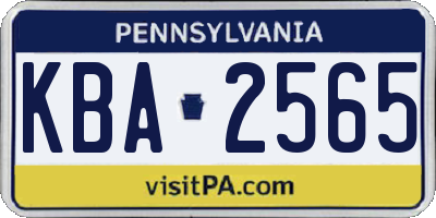 PA license plate KBA2565