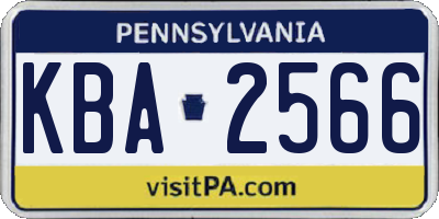 PA license plate KBA2566