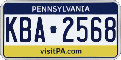 PA license plate KBA2568