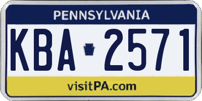 PA license plate KBA2571