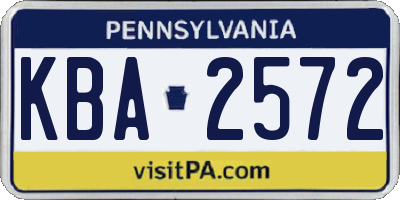 PA license plate KBA2572