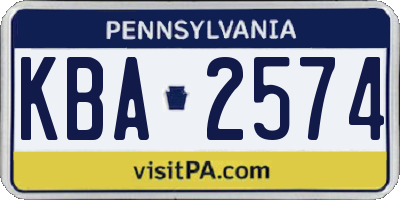 PA license plate KBA2574