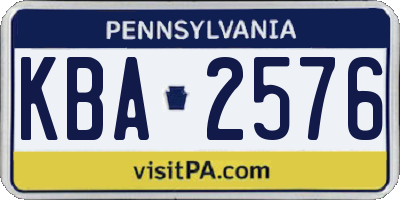 PA license plate KBA2576