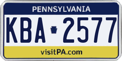 PA license plate KBA2577