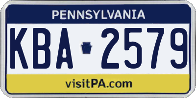 PA license plate KBA2579