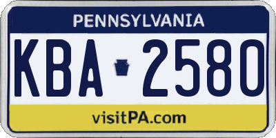 PA license plate KBA2580