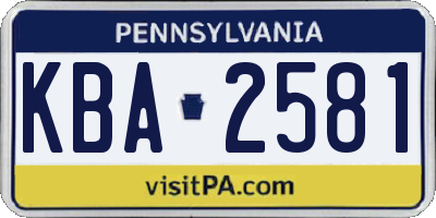 PA license plate KBA2581