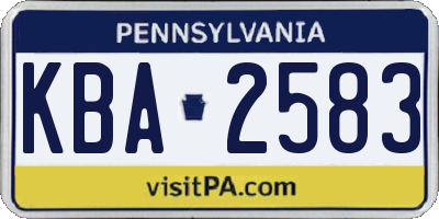 PA license plate KBA2583
